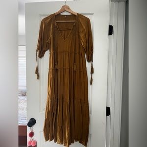 Free People Celestial Skies Midi Dress in Bronze (XS)